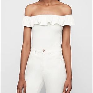 Express NWT white off the shoulder bodysuit thong